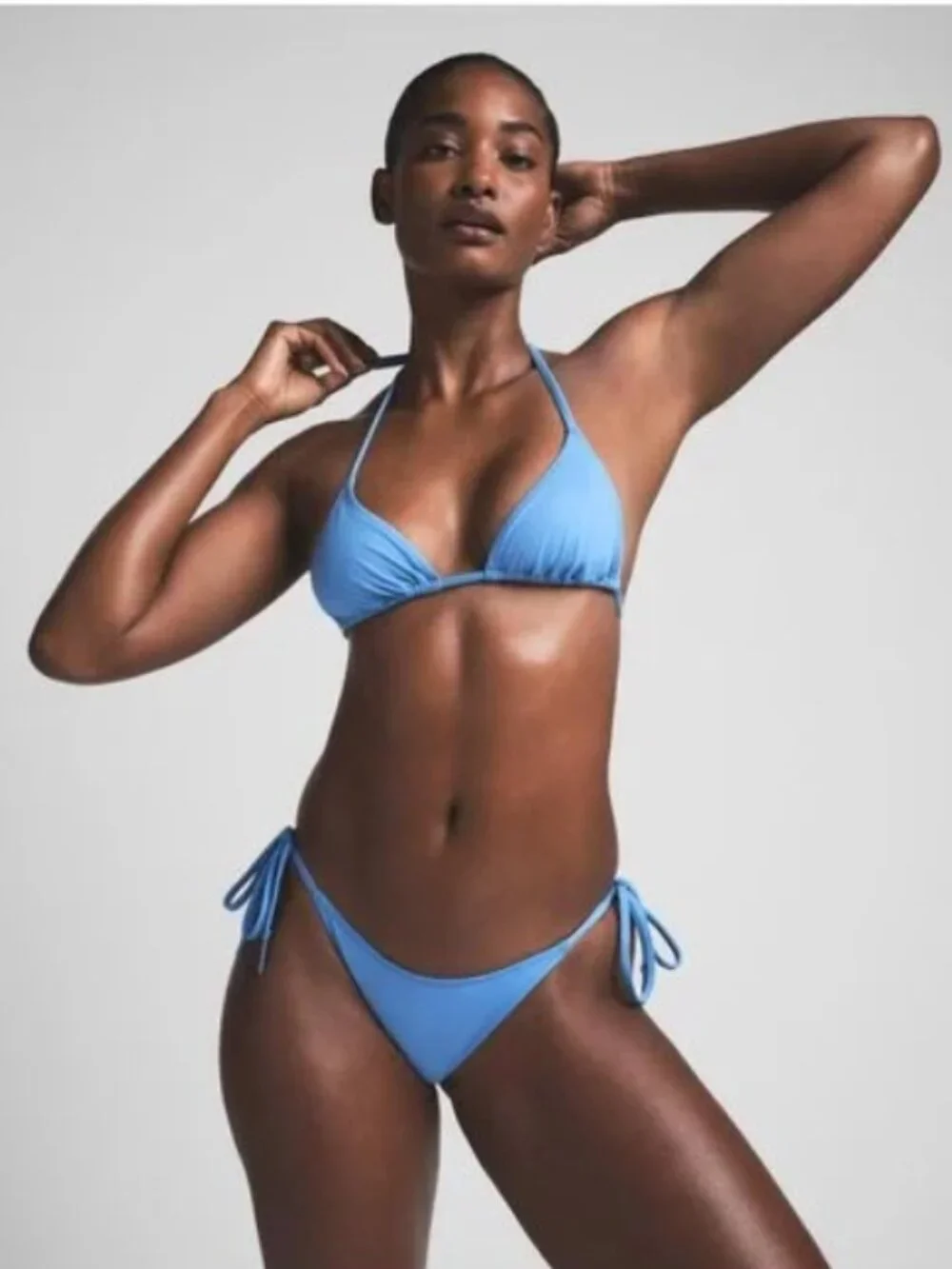 NEW SKIMS Signature Swim Dipped Tie Bikini Bottom LE Tide Blue Large NWT